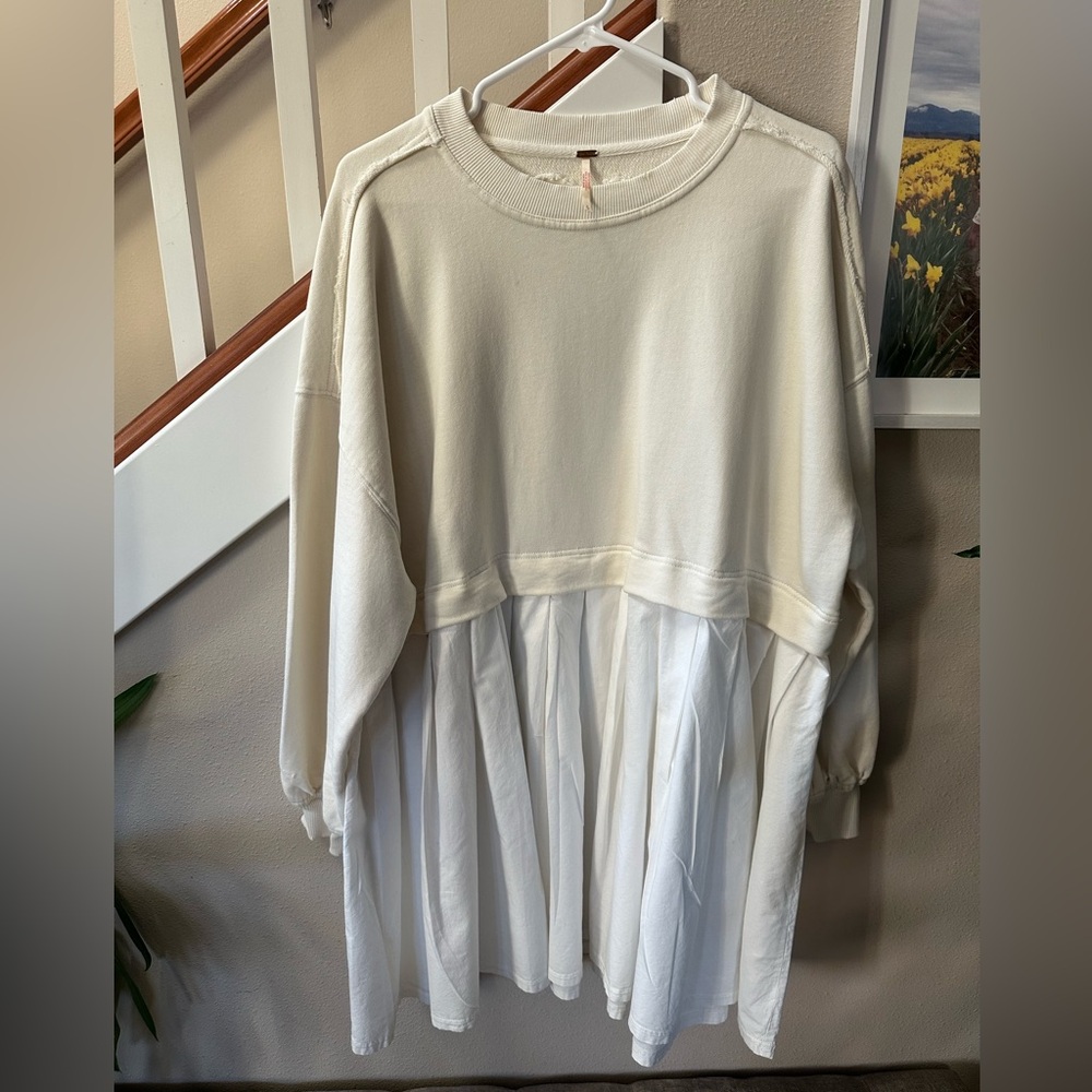 FREE PEOPLE Eleanor Sweatshirt Tunic Dress Oversized Cotton Solid Size Small